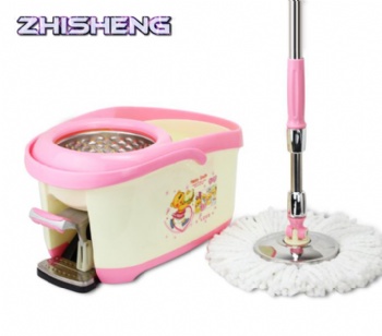 Foot Hand Pressure Rotating Mop-pink